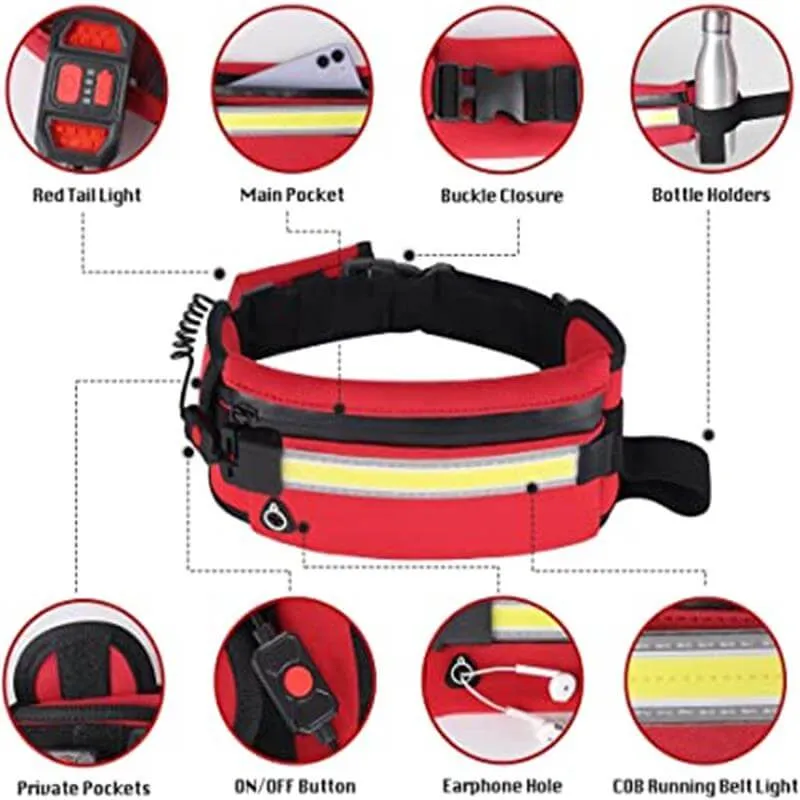 1000 Lumens Waist Light For Running In The Night Red