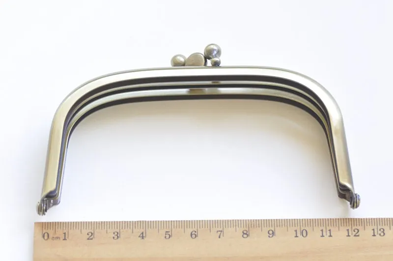 12cm Bronze Purse Frame Bag Hanger Glue In Style Double Pocket