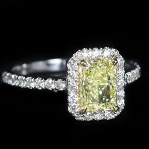 14K White Gold GIA 1.50 Carat Radiant Cut Diamond Engagement Ring