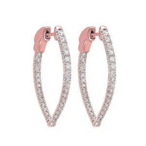 14KT Pink Gold & Diamond Hoop Fashion Earrings  - 3/4 ctw