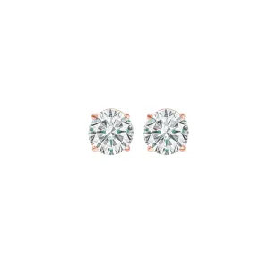 14KT Pink Gold & Diamond Stud Earrings -1/3 ctw