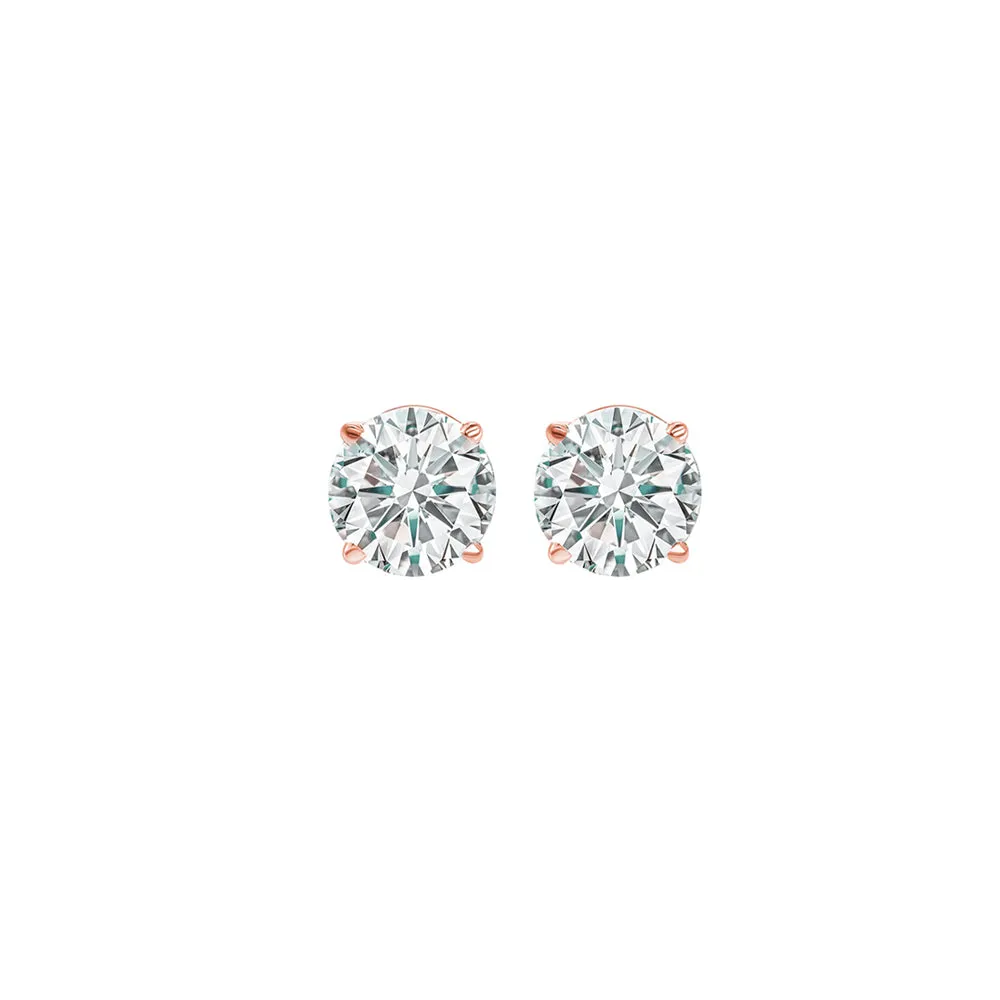 14KT Pink Gold & Diamond Stud Earrings -1/3 ctw