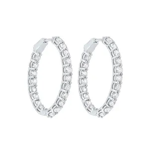 14KT White Gold & Diamond Classic Book Hoop Fashion Earrings   - 7 ctw