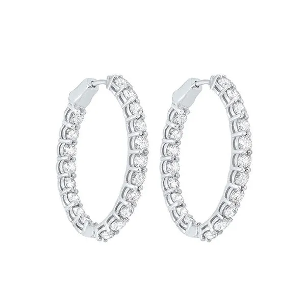 14KT White Gold & Diamond Classic Book Hoop Fashion Earrings   - 7 ctw