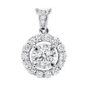 14KT White Gold & Diamond Classic Book Tru Reflection Neckwear Pendant   - 1/2 ctw