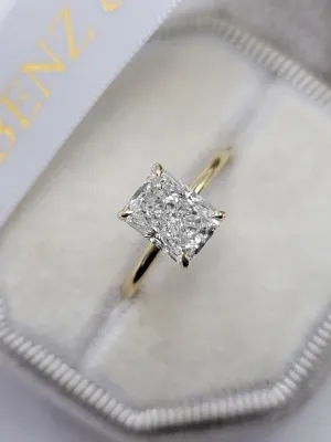 2 Carat Lab Grown Solitaire Radiant Cut Diamond Engagement Ring