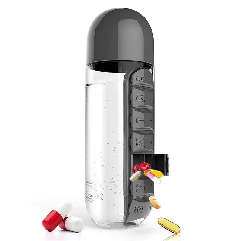 2 In 1 Pill Box Travel Water Bottle