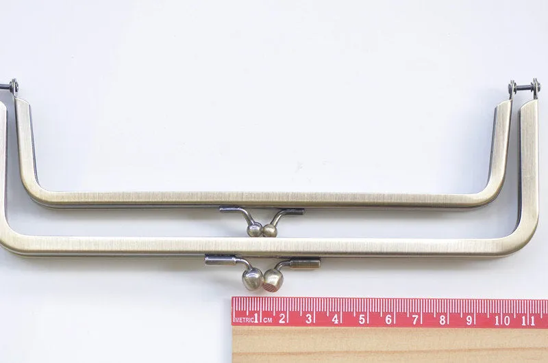 20.5cm x 7cm (8"x 2 3/4") Brushed Brass Double Purse Frame Glue In Style Bag Hanger High Quality