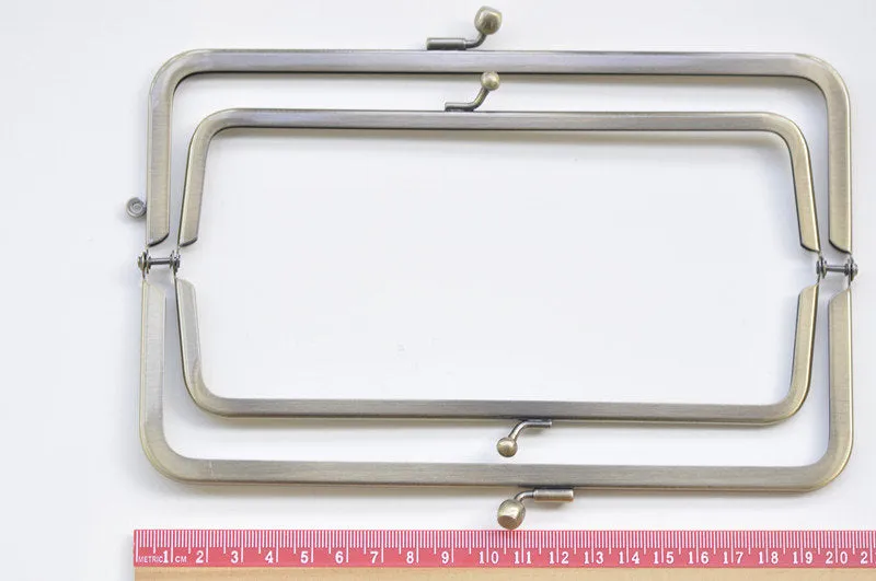 20.5cm x 7cm (8"x 2 3/4") Brushed Brass Double Purse Frame Glue In Style Bag Hanger High Quality