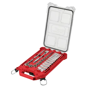 3/8 In. Drive 28pc Ratchet & Socket Set With Packout Low-profile Compact Organizer - Sae