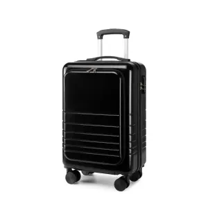 (55x35x23cm) Travel suitcase hand luggage shell trolley with 4 wheels - Black