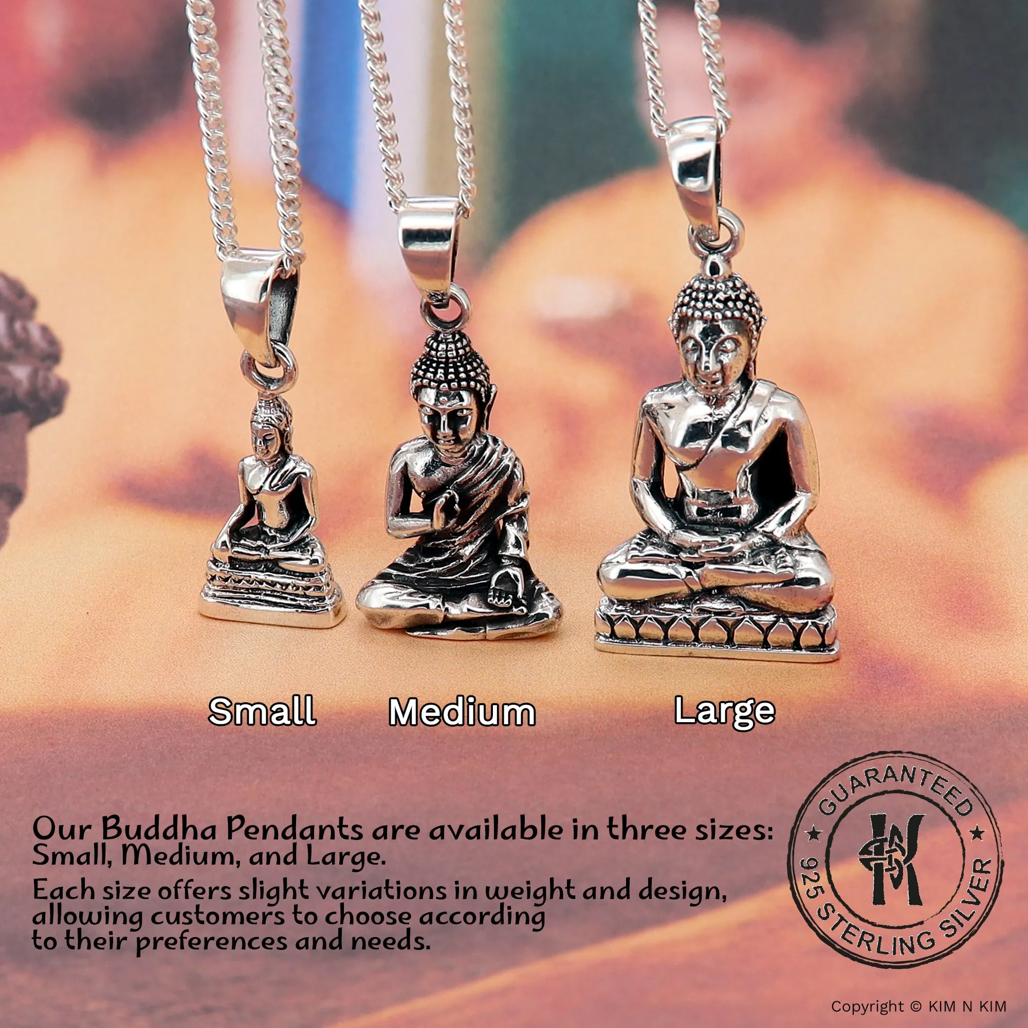 925 Sterling Silver Buddha Pendant