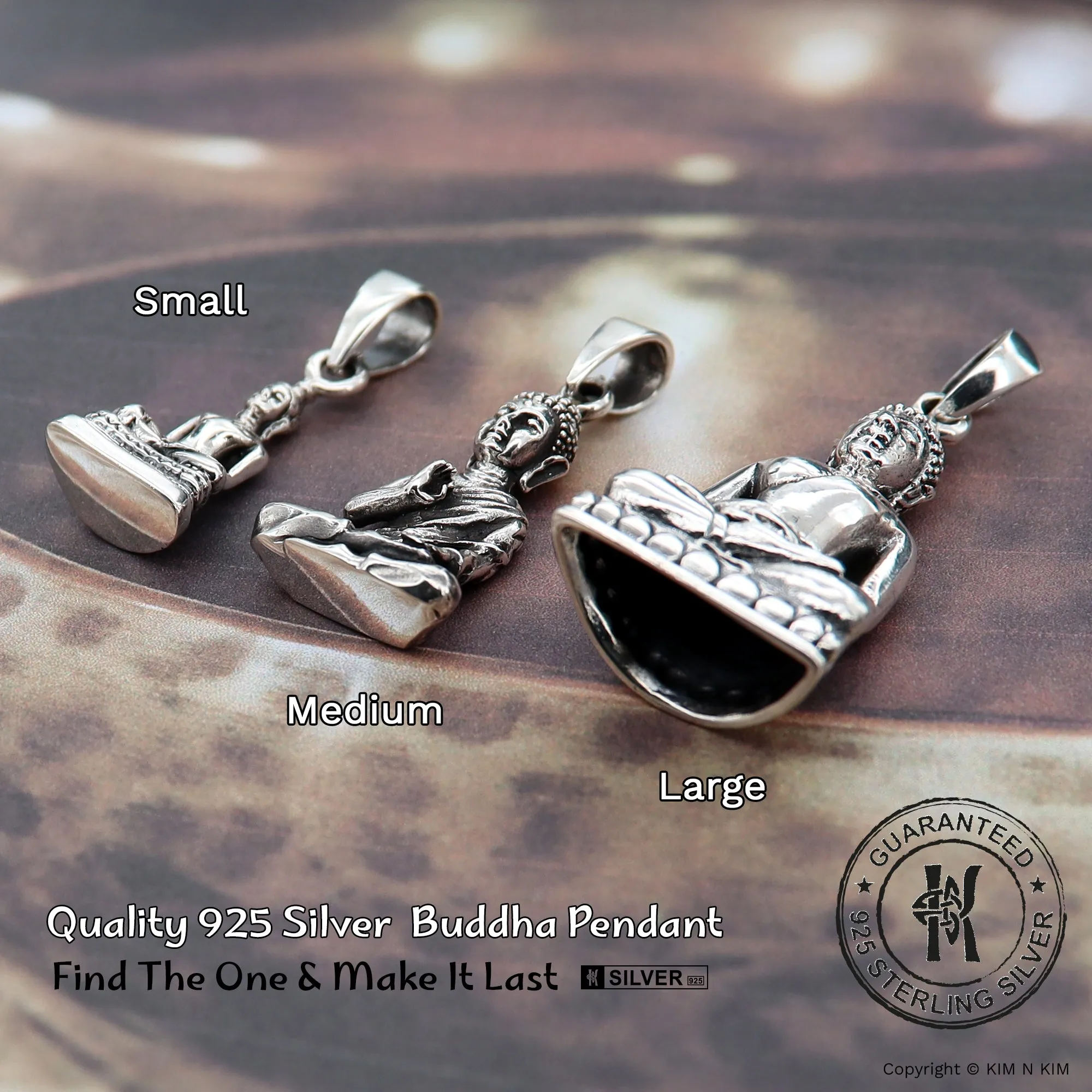 925 Sterling Silver Buddha Pendant