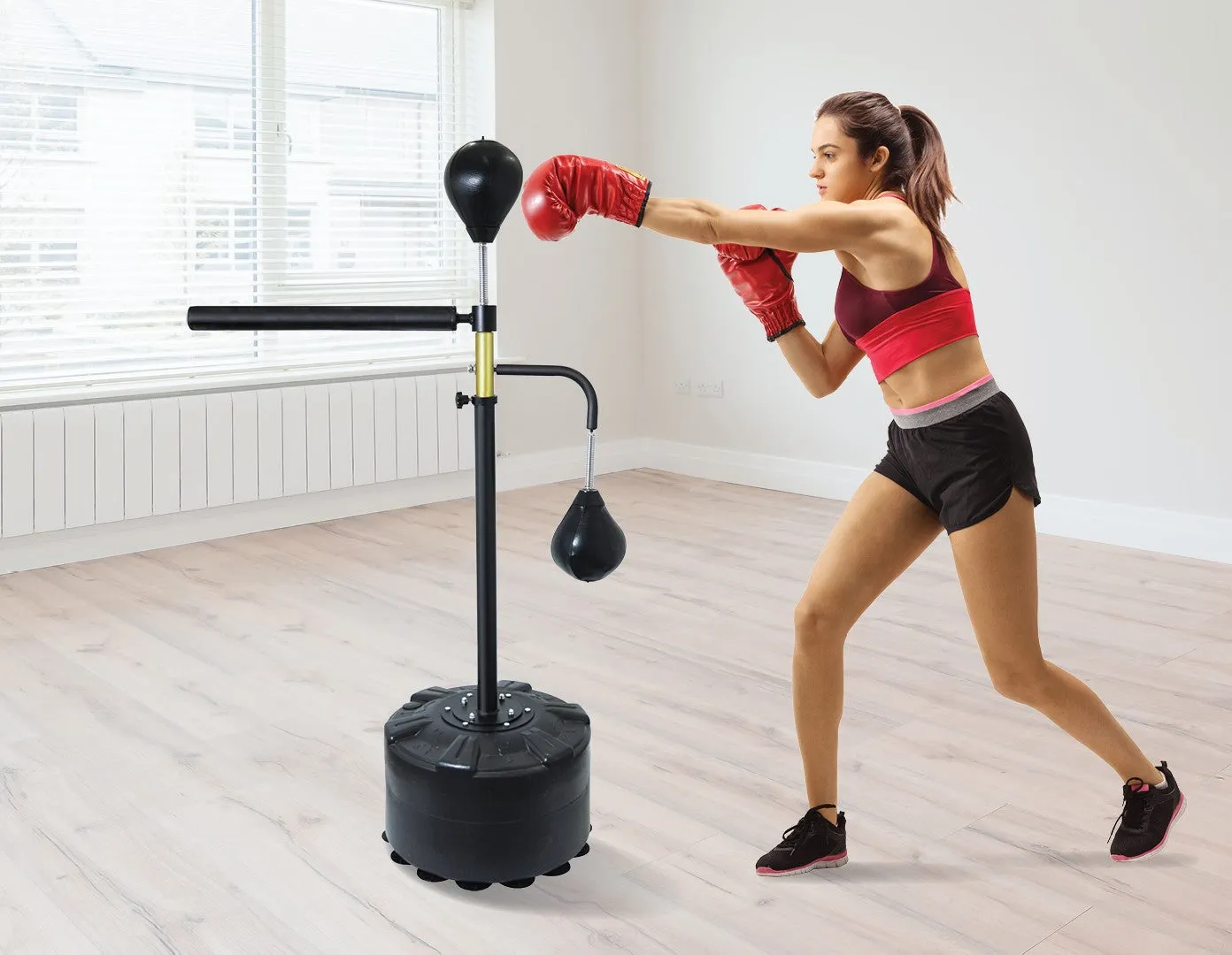 Adjustable Free-Standing Punching Bag with Speedball