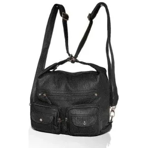 AFONiE- 3 In 1 Washable PU Series Handbag-Black Color