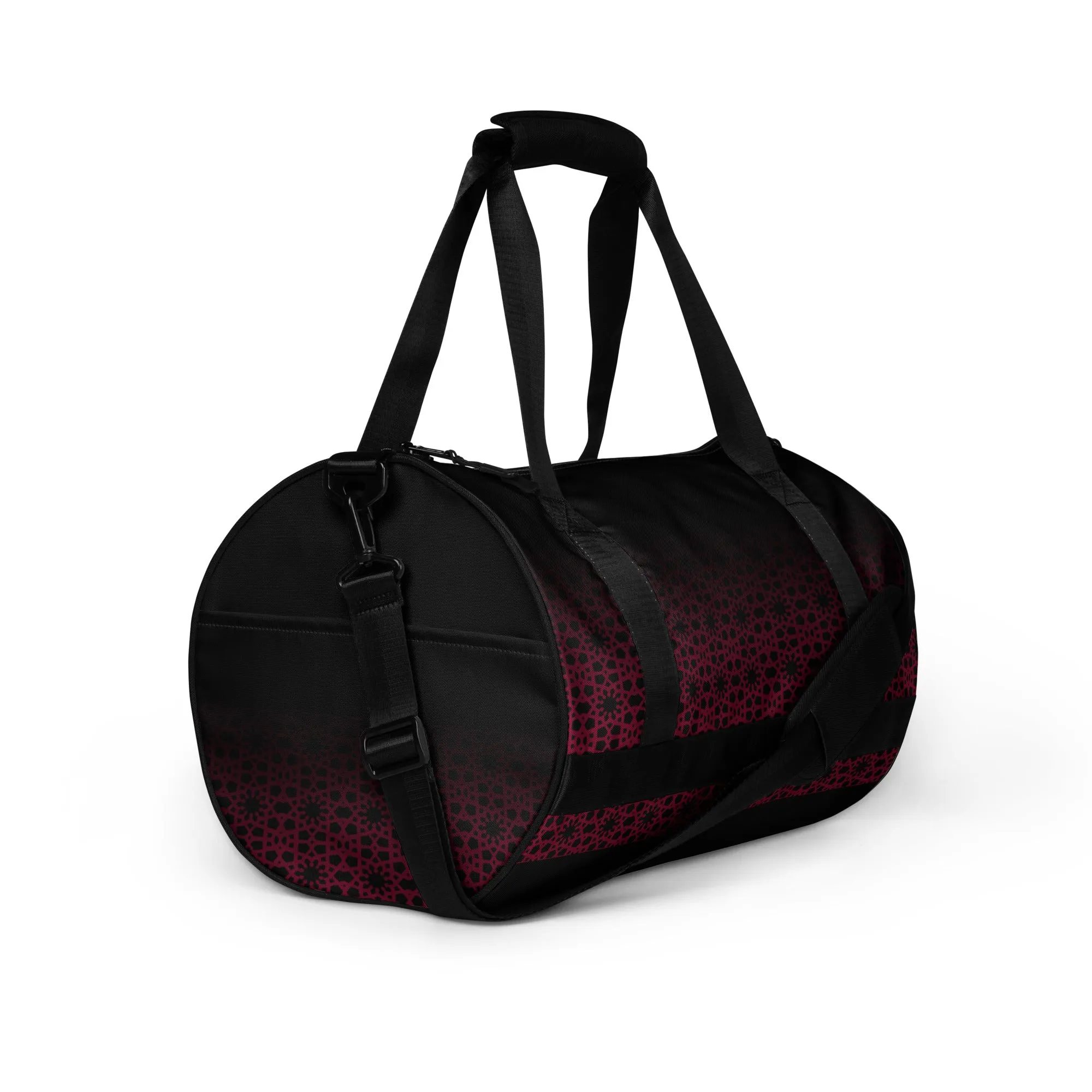 All-over print gym bag - Geometric Ombre in Black and Red