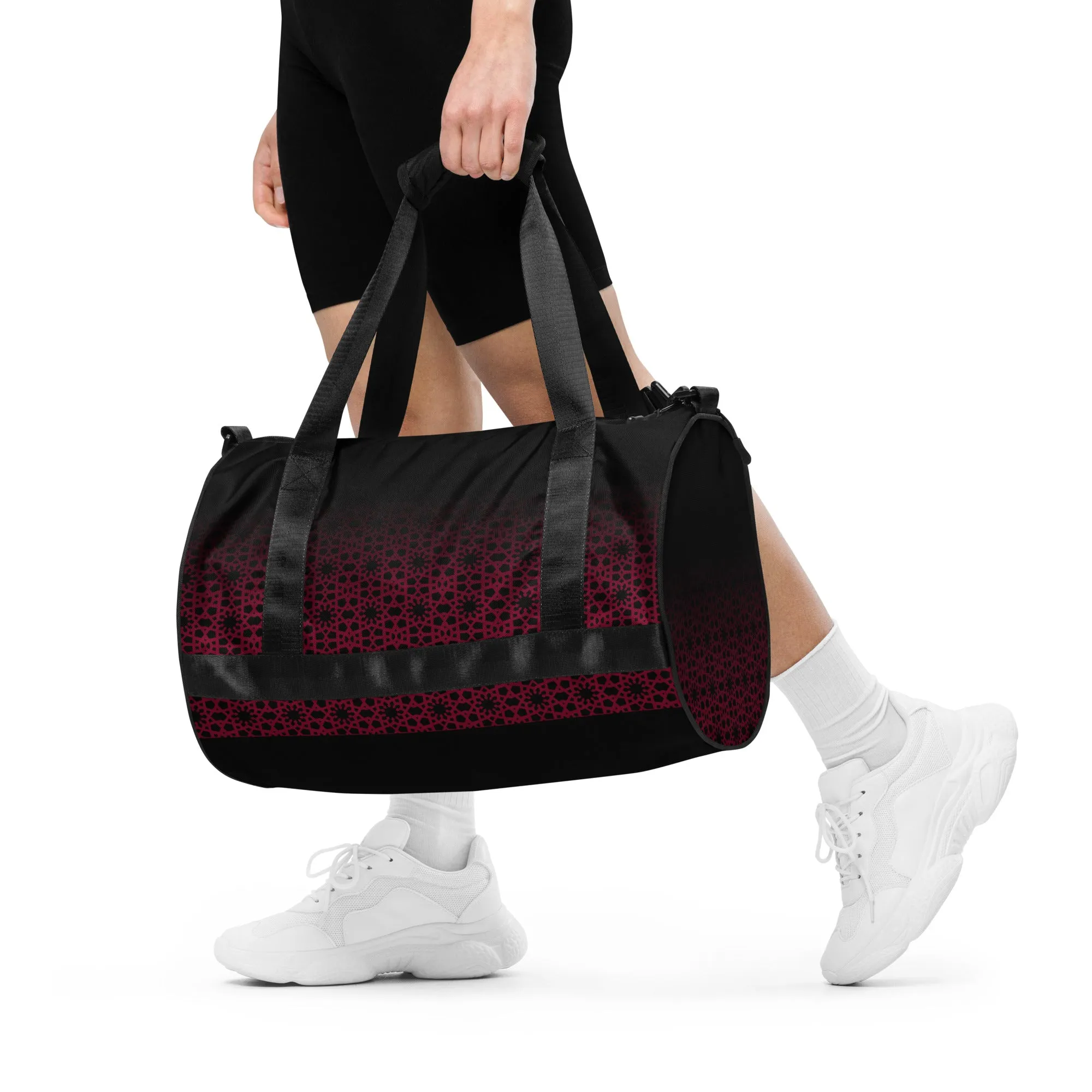 All-over print gym bag - Geometric Ombre in Black and Red