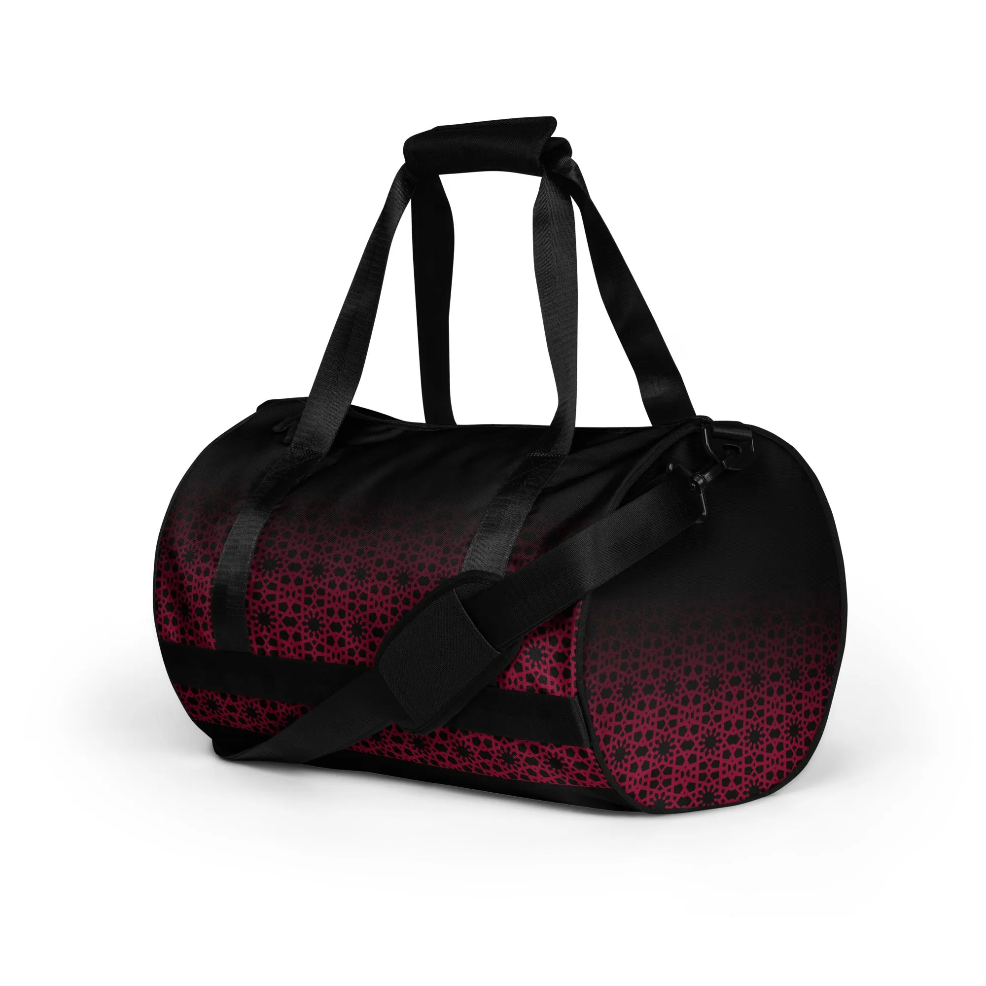 All-over print gym bag - Geometric Ombre in Black and Red