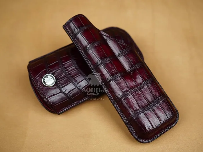 Aquila genuine crocodile leather cigar case oxblood patina