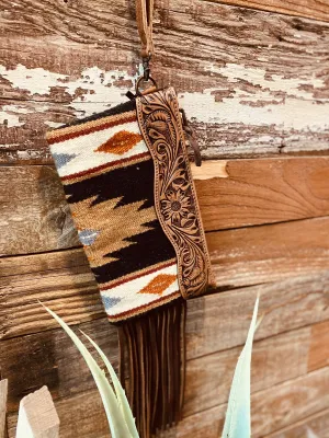 Aztec Wristlet Fringe Purse