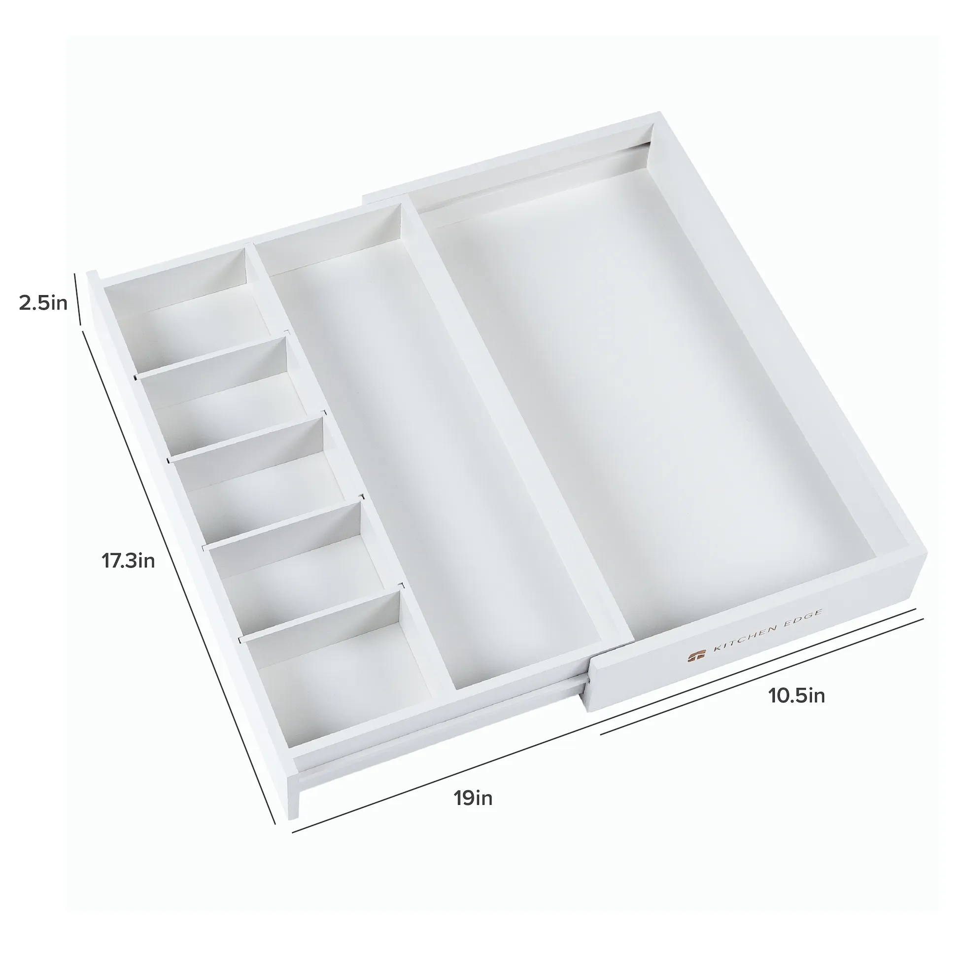 Bamboo Drawer Organizer for Utensils & Junk - White Finish (Expands 10.5-19in)