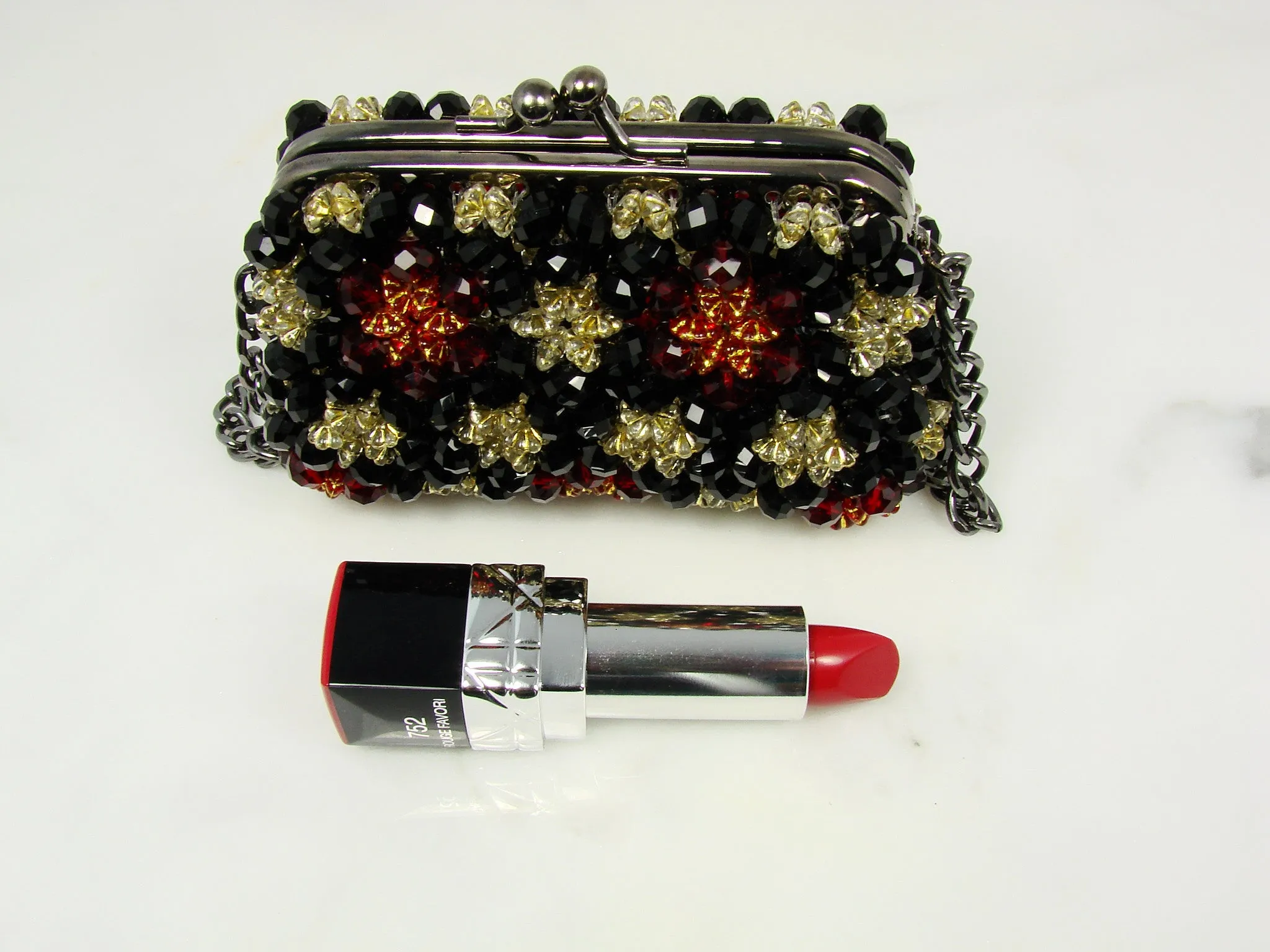 Beaded Small Black Purse. For Cocktail Evening Party