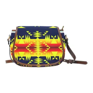 Between the Mountains Navy Yellow Saddle Bag/Small