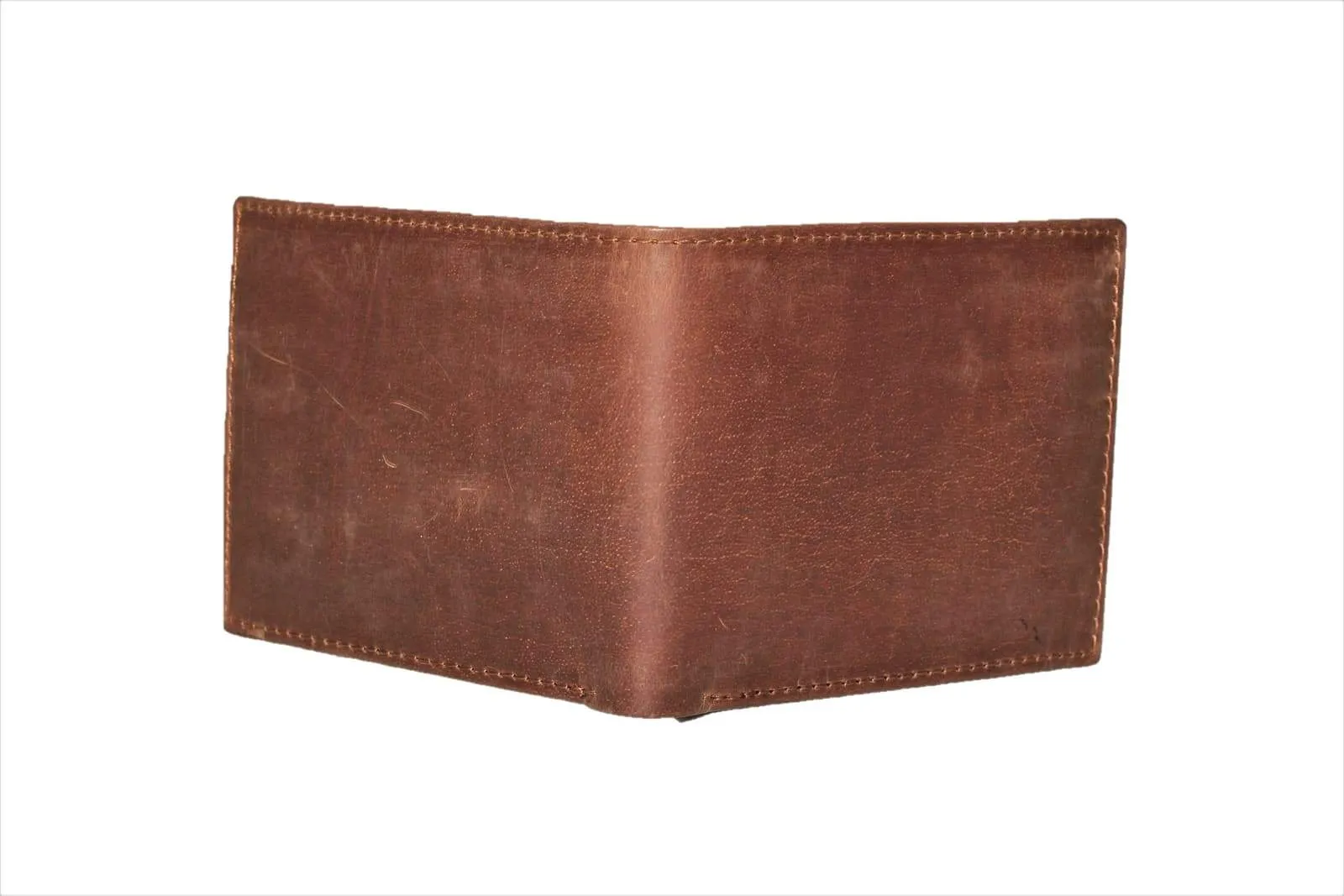 Bifold distressed leather Wallet top flap