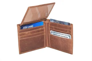 Bifold distressed leather Wallet top flap