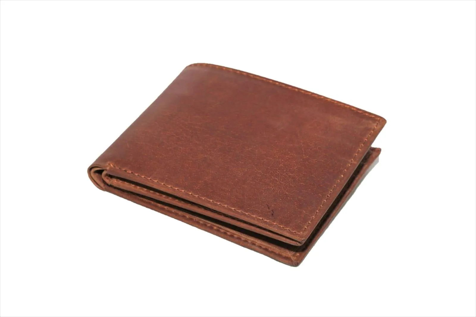 Bifold distressed leather Wallet top flap