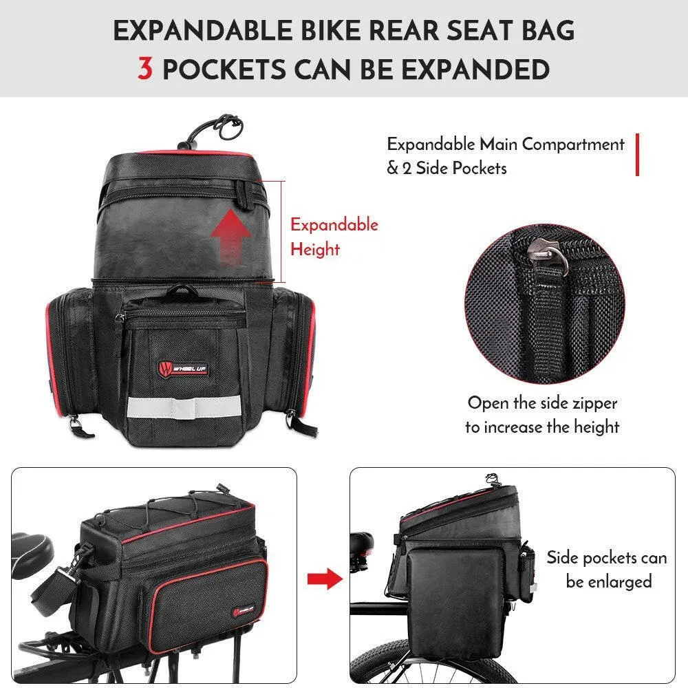 Bike Trunk Bag 25L Bicycle Bag Water Resisitant Bike Rack Bag with Rain Cover Cycling Shelf Bag