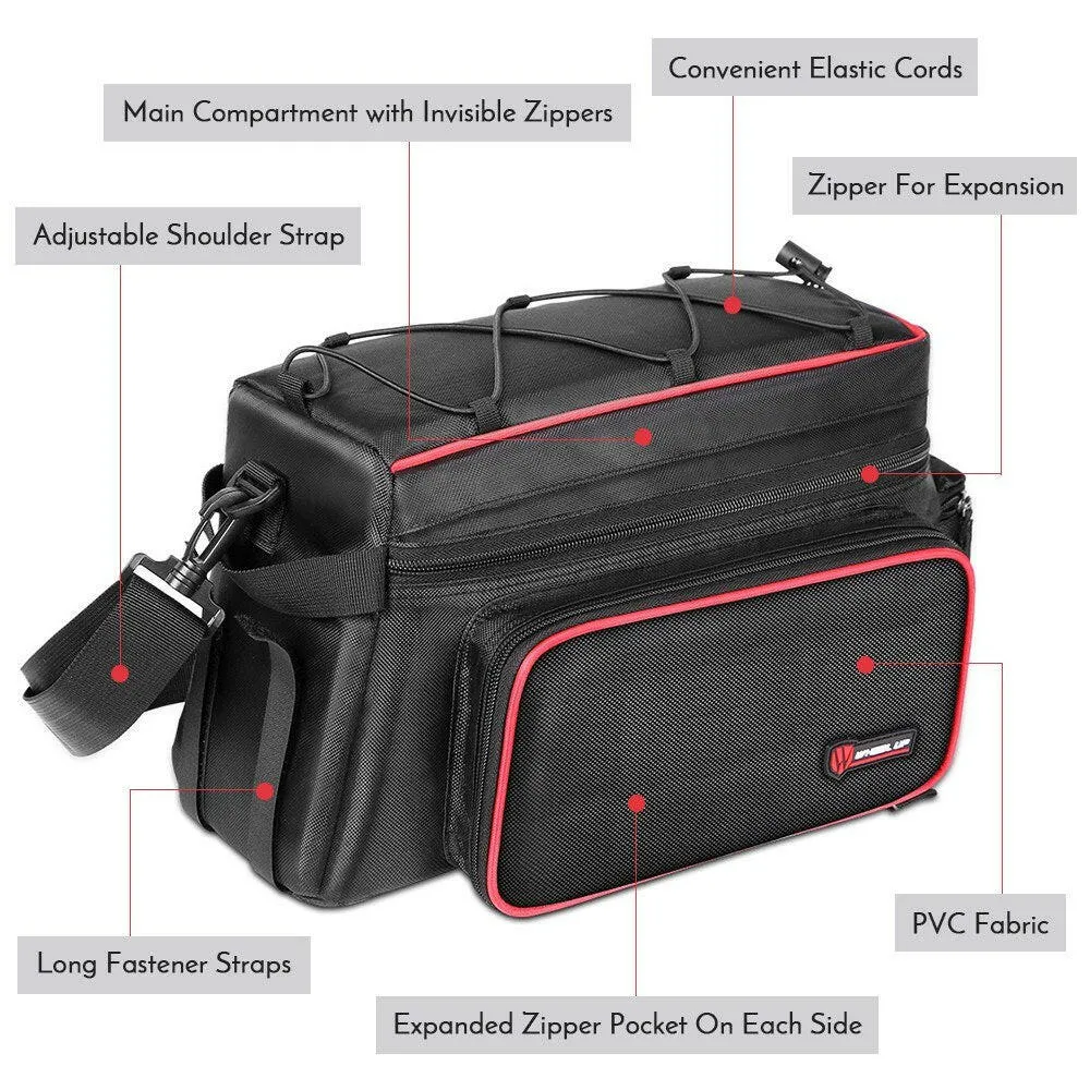 Bike Trunk Bag 25L Bicycle Bag Water Resisitant Bike Rack Bag with Rain Cover Cycling Shelf Bag