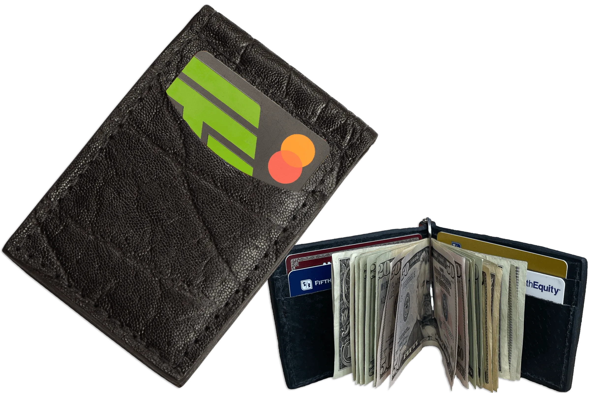 Black Elephant Bifold Slim Profile Wallet With Money Clip