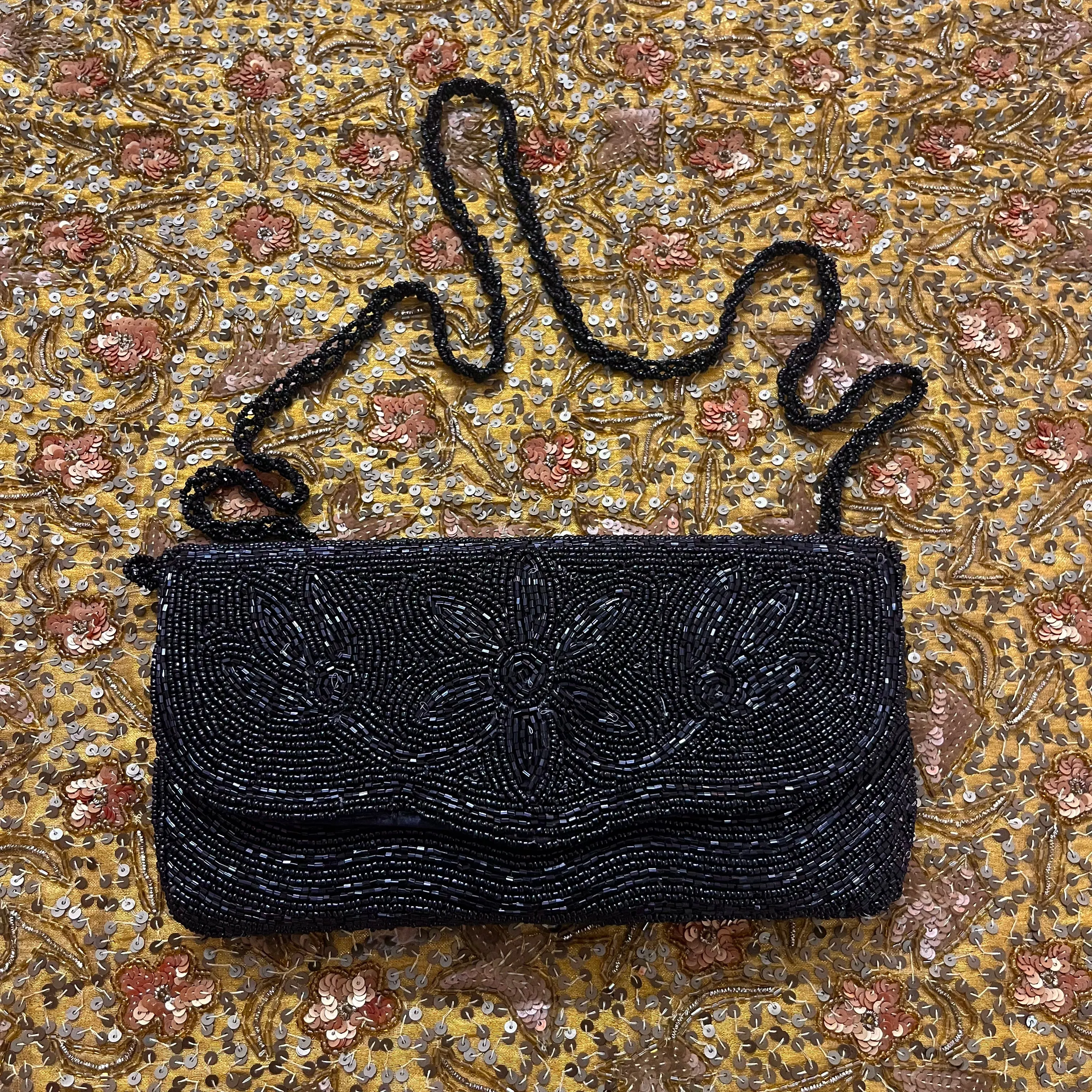 Black pearl embellished purse