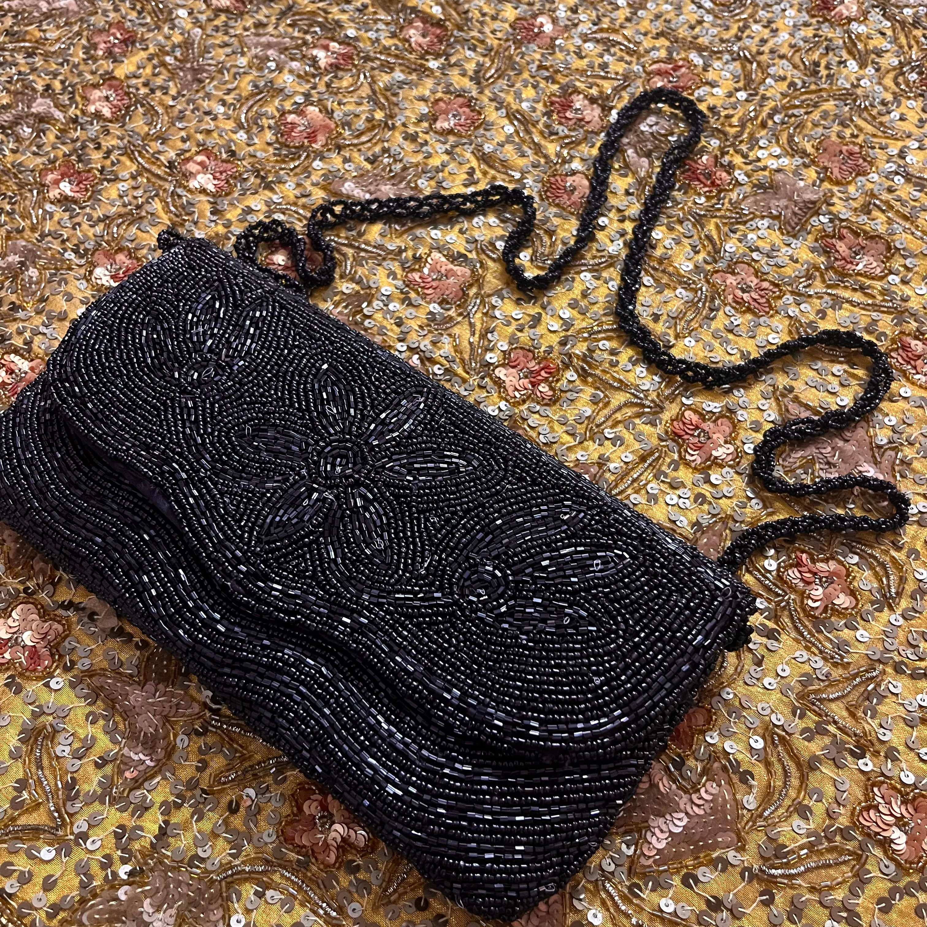 Black pearl embellished purse