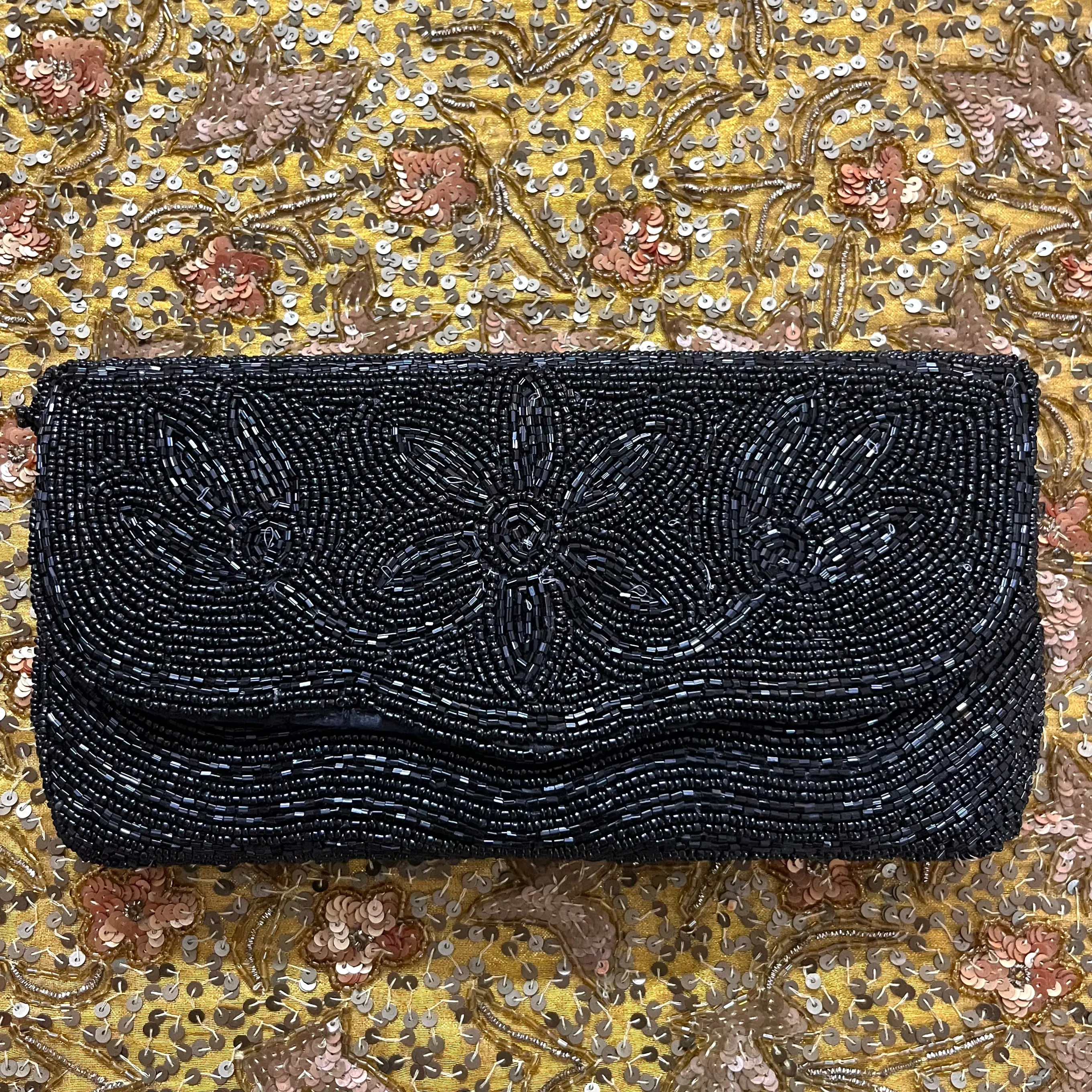 Black pearl embellished purse