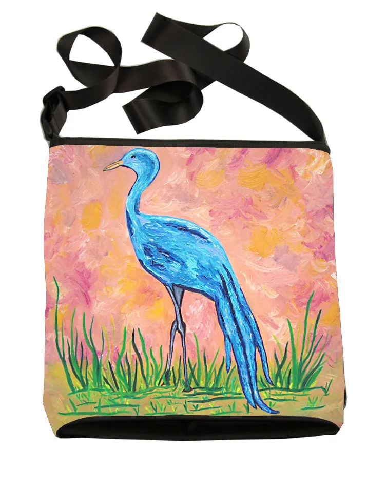 Blue Crane Large Cross Body Bag - Paradise Crane