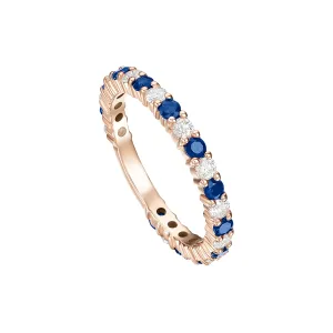 Blue Sapphire and Diamond Band