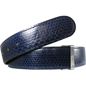 Blue Snakeskin Leather Belt