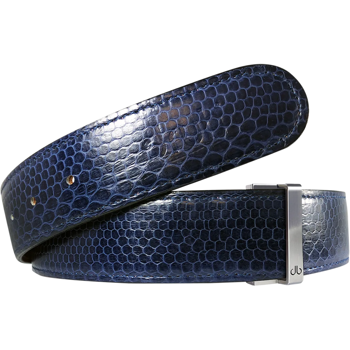 Blue Snakeskin Leather Belt