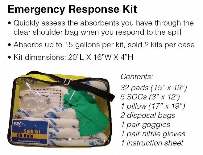 Brady Spill Kit/Station, Bag, Oil-Based Liquids, 15 gal - SKO-CFB