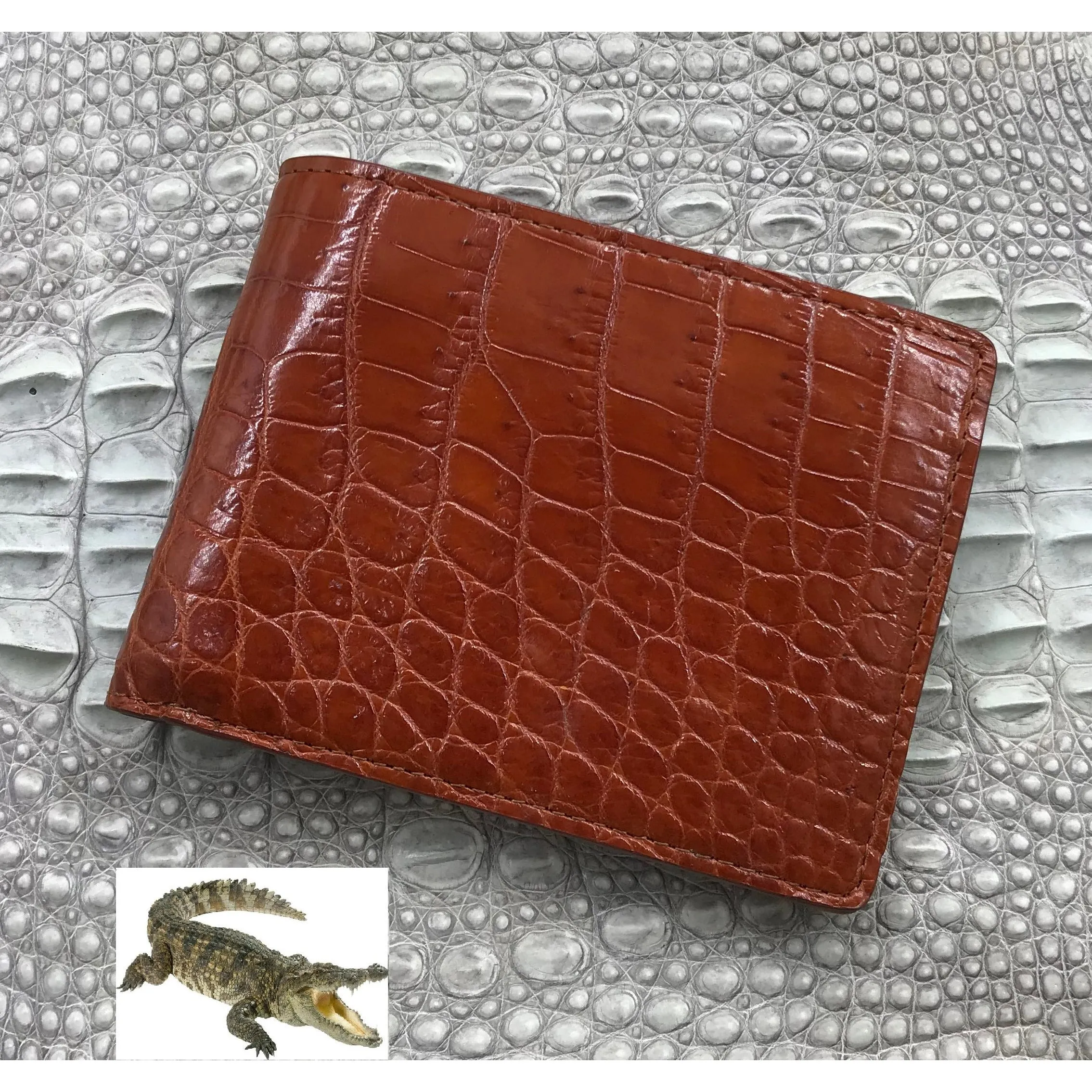 Brown Alligator Skin Bifold Wallet For Men | Handmade Crocodile Leather Wallet RFID Blocking | VL4524