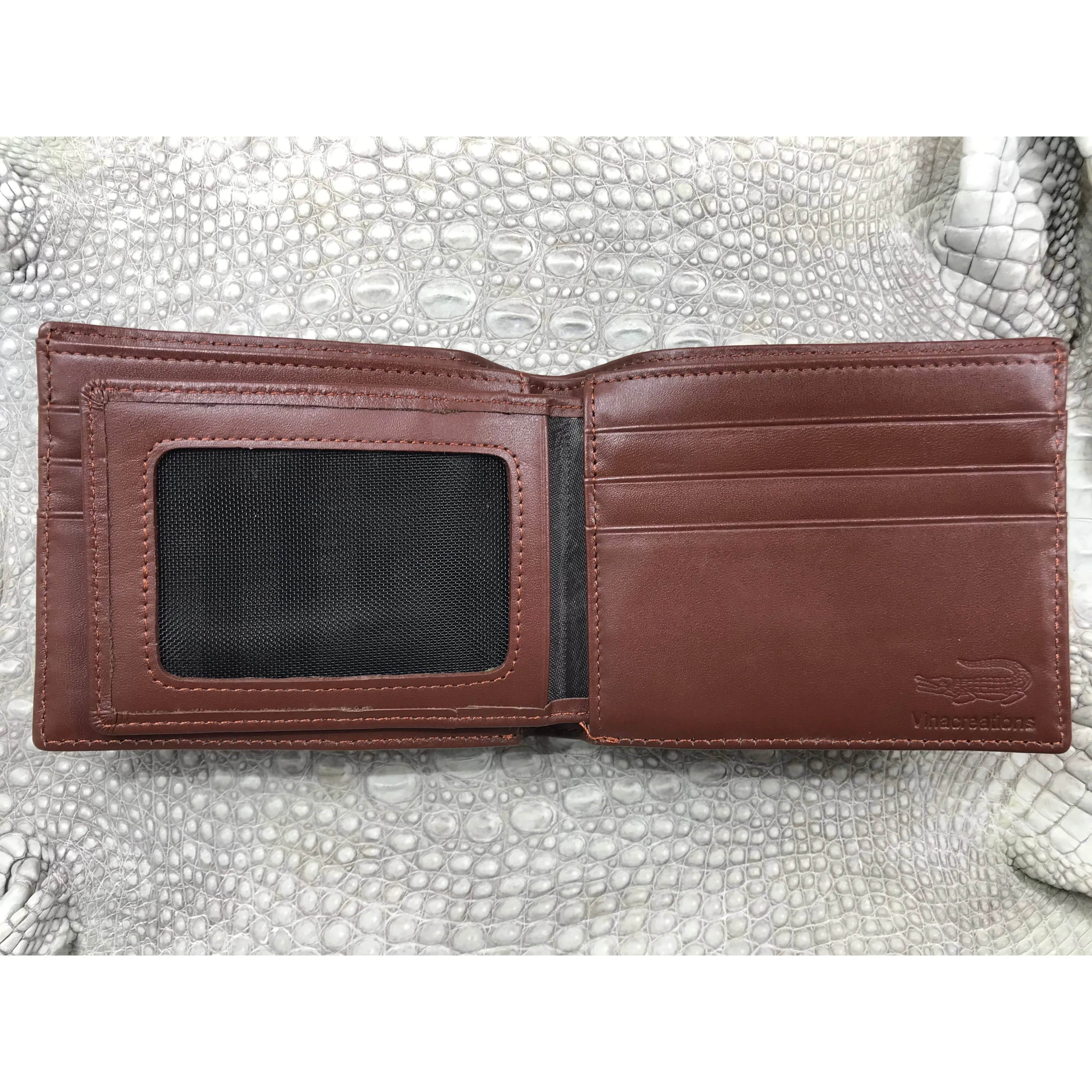 Brown Alligator Skin Bifold Wallet For Men | Handmade Crocodile Leather Wallet RFID Blocking | VL5635