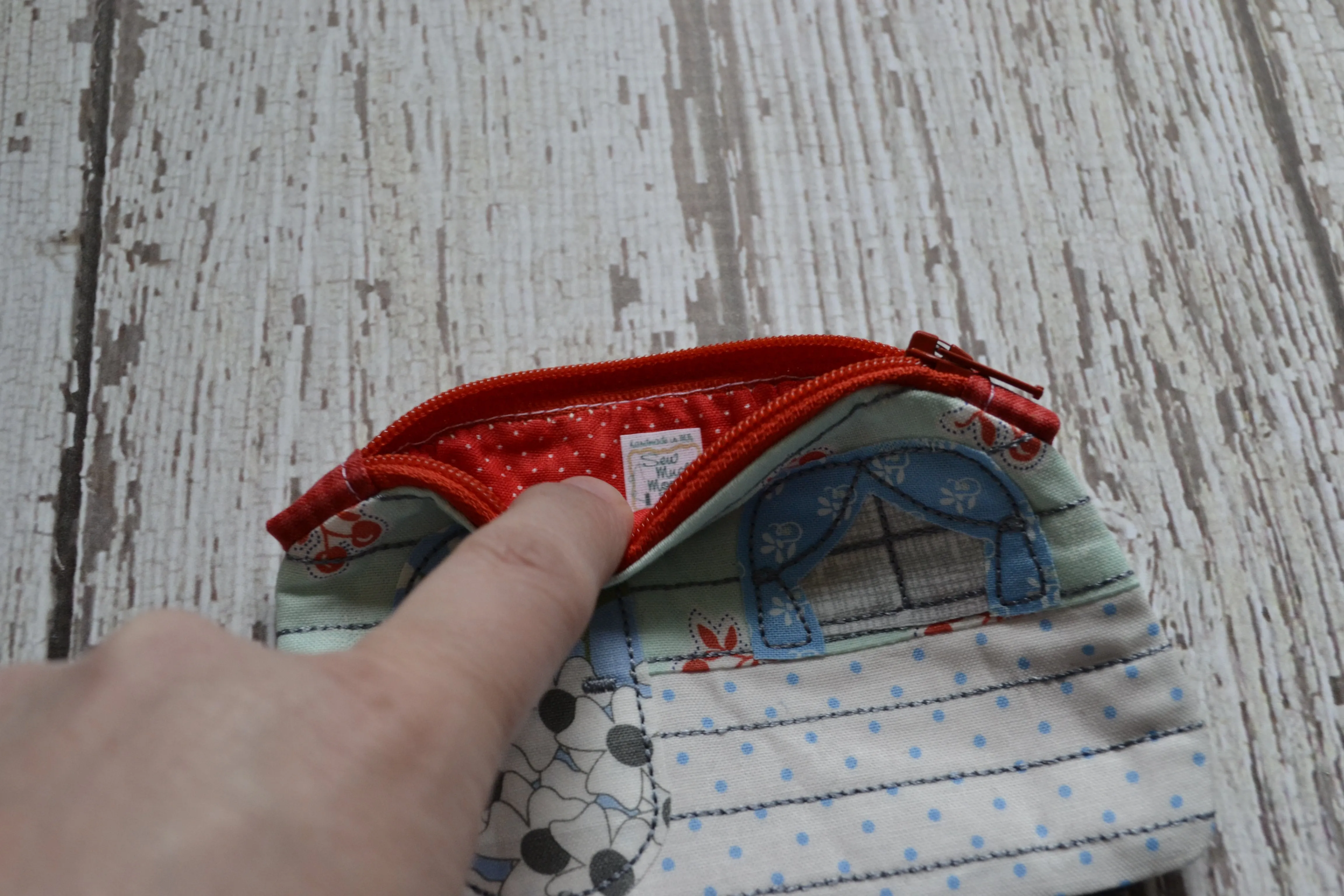 Camper Shaped Coin Purse -Re-Purposed Fabric - Group F - (3)