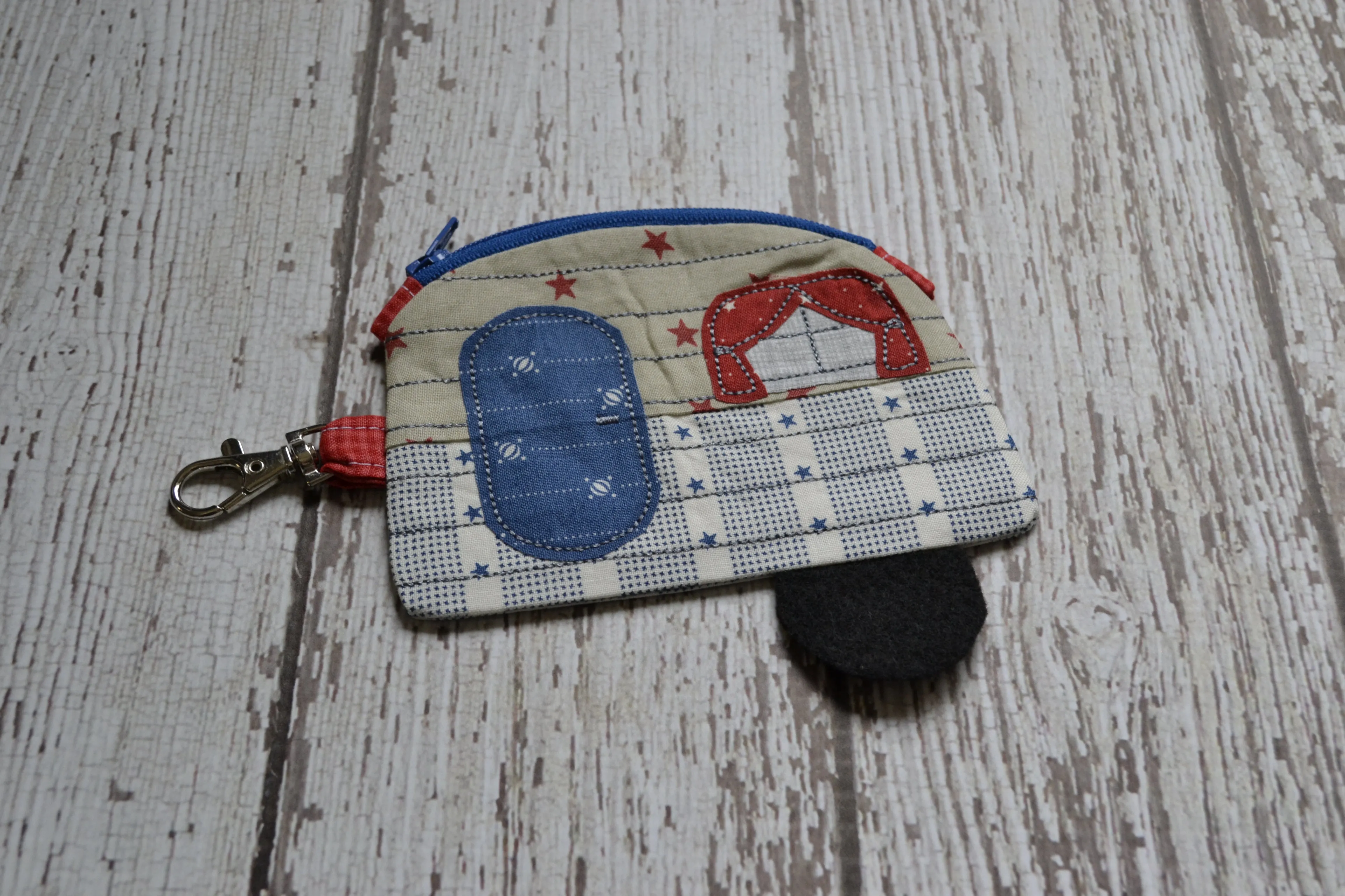 Camper Shaped Coin Purse -Re-Purposed Fabric - Group F - (3)