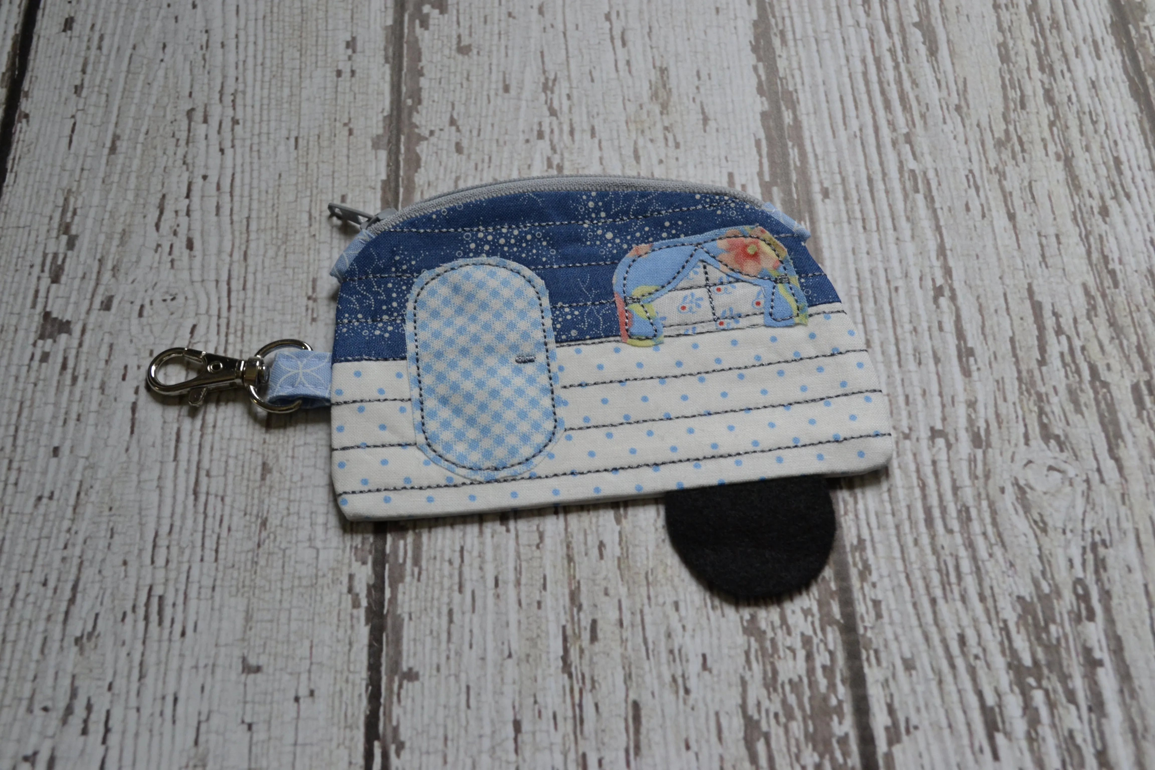 Camper Shaped Coin Purse -Re-Purposed Fabric - Group F - (3)