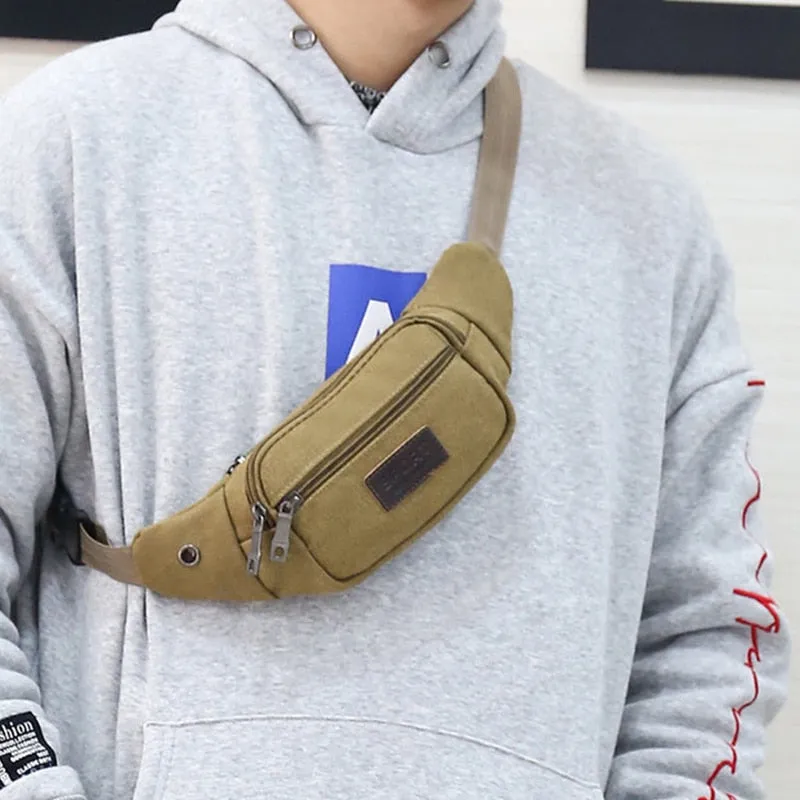 Casual Canvas Waist Bag Unisex Functional Waist Bag Mobile Phone Bag