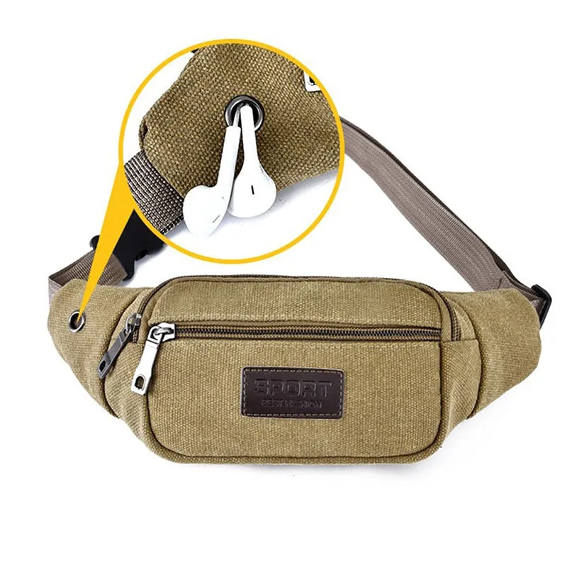 Casual Canvas Waist Bag Unisex Functional Waist Bag Mobile Phone Bag