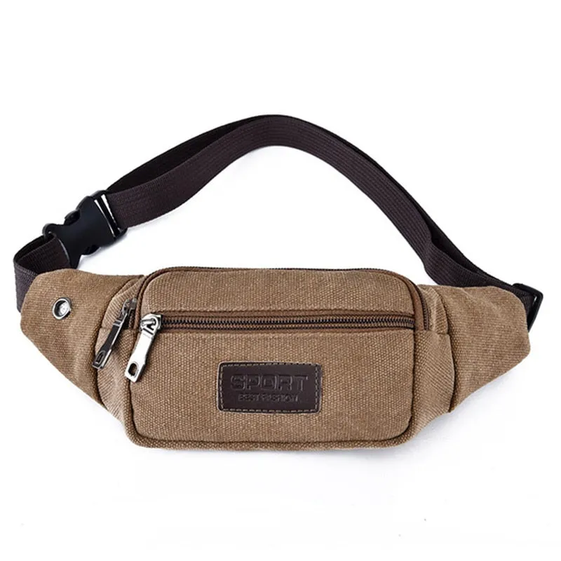 Casual Canvas Waist Bag Unisex Functional Waist Bag Mobile Phone Bag