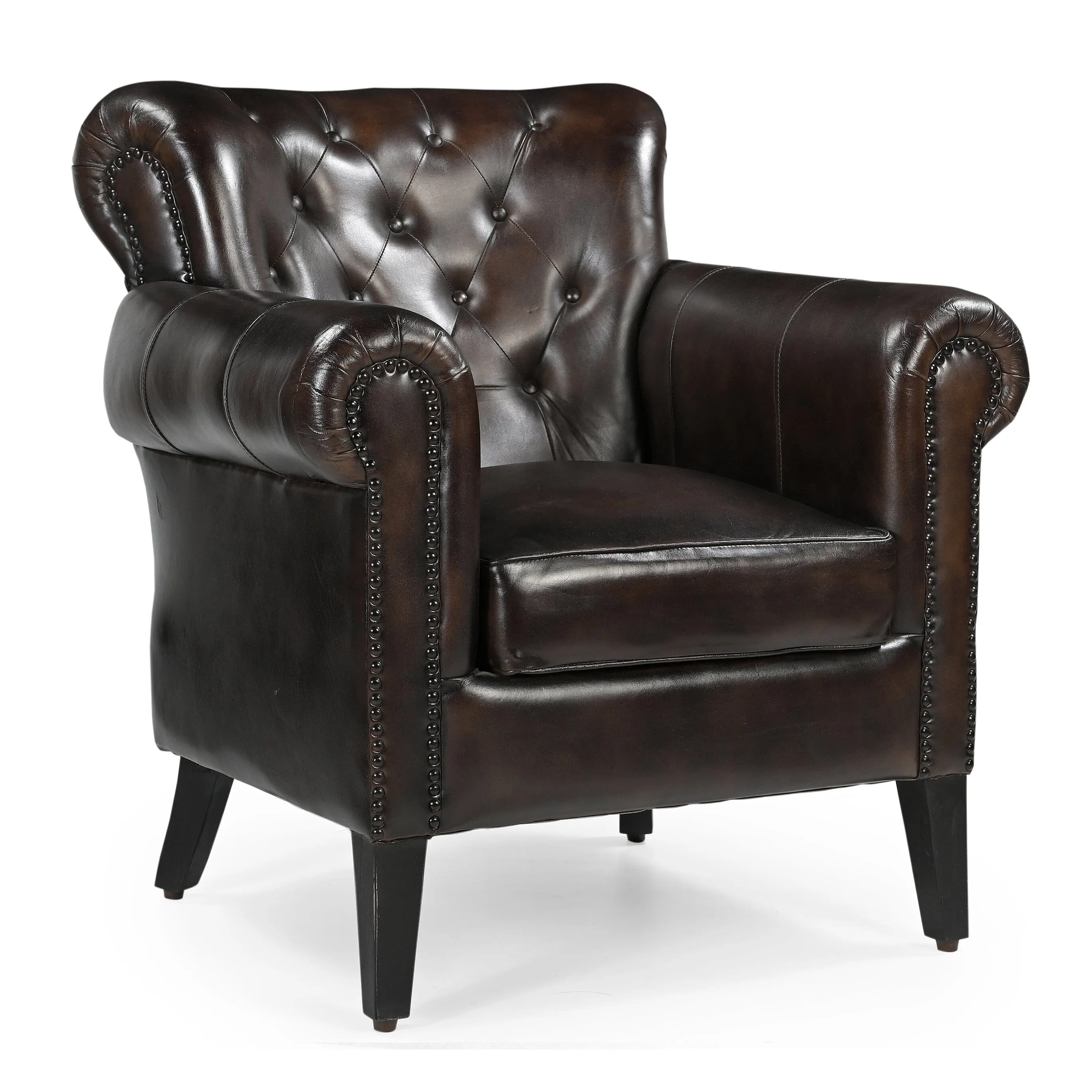 CHOCOLATE LEATHER ARMCHAIR